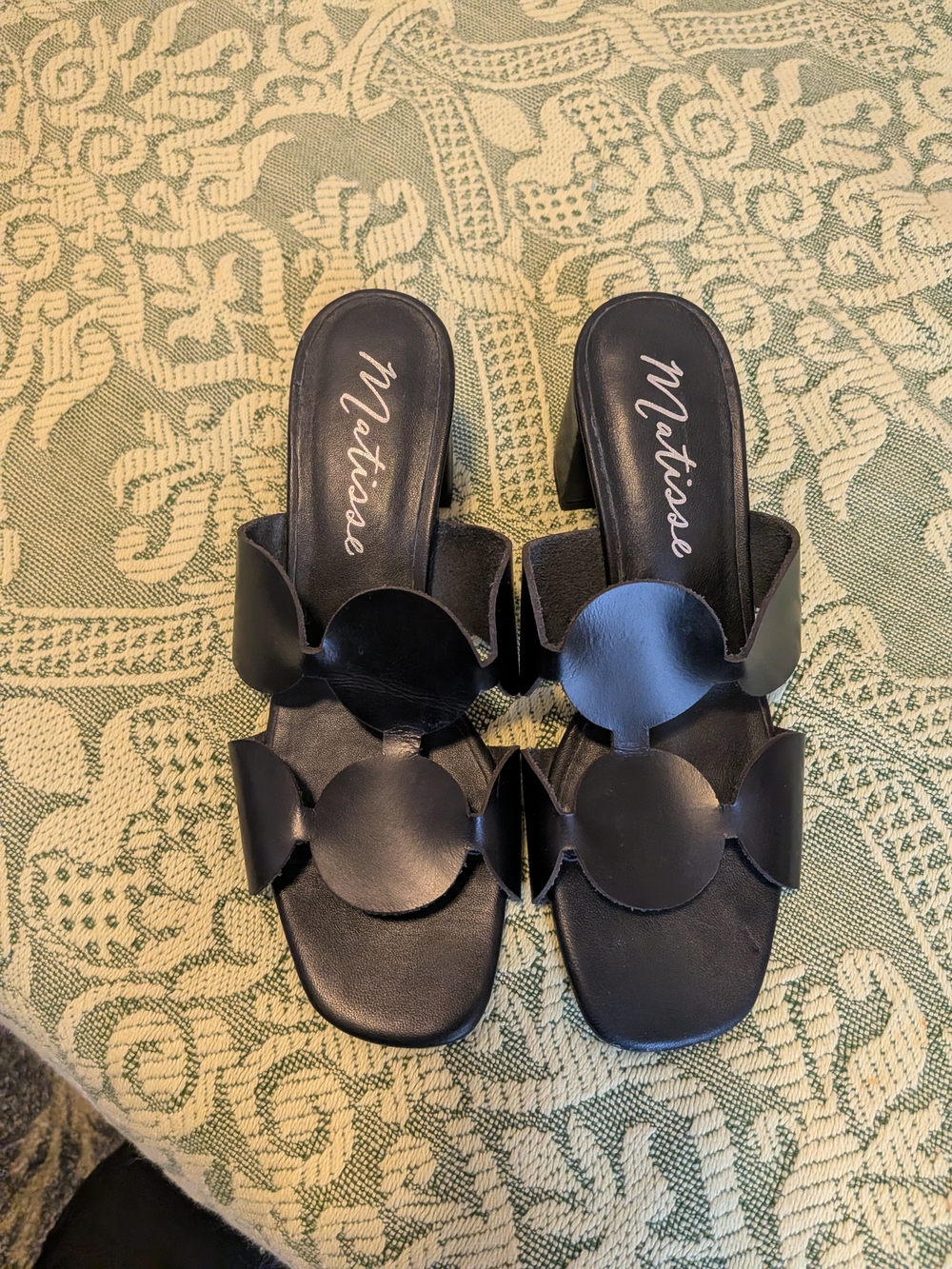 Matisse Black Circle Cutout Slide Mules
